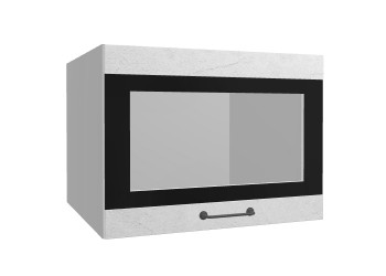 Лофт ВПГСФ 600 шкаф верхний горизонтальный со стеклом высокий с фотопечатью (Штукатурка белая/корпус Серый) в Емельяново - emelyanovo.mebel54.com | фото
