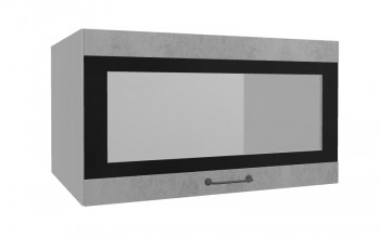 Лофт ВПГСФ 800 шкаф верхний горизонтальный со стеклом высокий с фотопечатью (Бетон светлый/корпус Серый) в Емельяново - emelyanovo.mebel54.com | фото