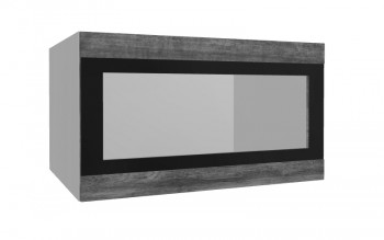 Лофт ВПГСФ 800 шкаф верхний горизонтальный со стеклом высокий с фотопечатью (Дуб бурый/корпус Серый) в Емельяново - emelyanovo.mebel54.com | фото
