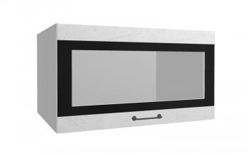 Лофт ВПГСФ 800 шкаф верхний горизонтальный со стеклом высокий с фотопечатью (Штукатурка белая/корпус Серый) в Емельяново - emelyanovo.mebel54.com | фото
