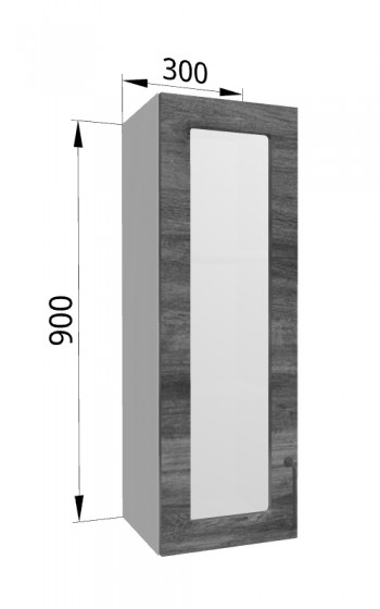 Лофт ВПС 300 шкаф верхний со стеклом высокий (Дуб бурый/корпус Серый) в Емельяново - emelyanovo.mebel54.com | фото