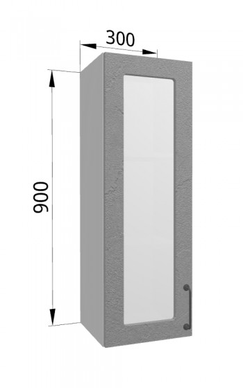 Лофт ВПС 300 шкаф верхний со стеклом высокий (Штукатурка серая/корпус Серый) в Емельяново - emelyanovo.mebel54.com | фото
