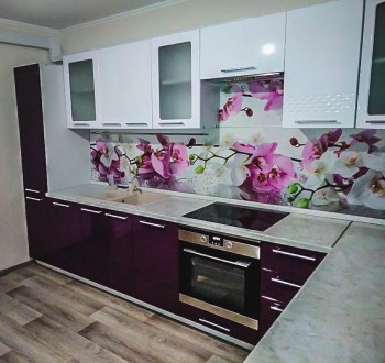 Модульная кухня Капля 2,9 м (Кофе с молоком глянец/Серый) в Емельяново - emelyanovo.mebel54.com | фото