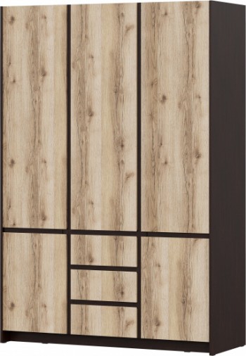 Модульная система "Прага" Шкаф для одежды трехстворчатый Дуб Венге/Дуб Делано в Емельяново - emelyanovo.mebel54.com | фото