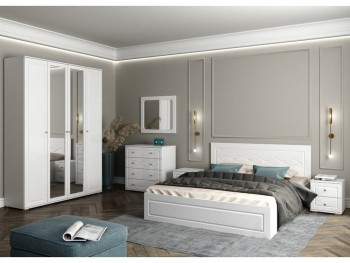Модульная спальня Барселона (Белый/Белый глянец) в Емельяново - emelyanovo.mebel54.com | фото