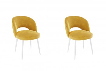 Набор стульев Моли 2 шт (жёлтый велюр/белый) в Емельяново - emelyanovo.mebel54.com | фото