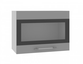 Норд ШВГС 600 Шкаф верхний горизонтальный со стеклом (Софт черный/корпус Белый) в Емельяново - emelyanovo.mebel54.com | фото