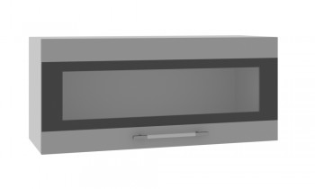 Норд ШВГС 800 Шкаф верхний горизонтальный со стеклом (Софт черный/корпус Белый) в Емельяново - emelyanovo.mebel54.com | фото