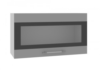 Олива ВПГСФ 800 Шкаф верхний горизонтальный со стеклом с фотопечатью высокий (Ваниль глянец/корпус Серый) в Емельяново - emelyanovo.mebel54.com | фото