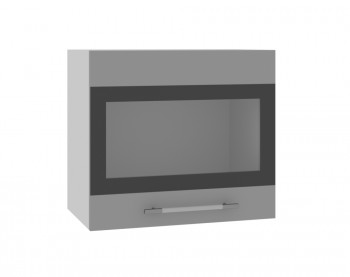 Ройс ВПГСФ 500 Шкаф верхний горизонтальный со стеклом с фотопечатью высокий (Белый софт/корпус Серый) в Емельяново - emelyanovo.mebel54.com | фото