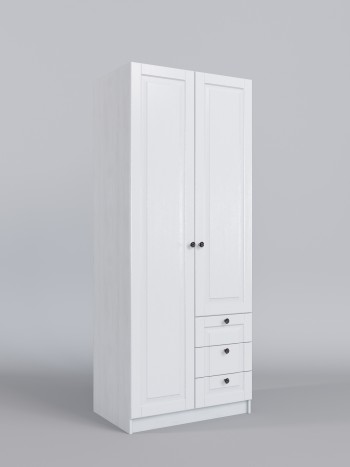 Шкаф 2-х створчатый с ящиками Классика (Белый/корпус Выбеленное дерево) в Емельяново - emelyanovo.mebel54.com | фото