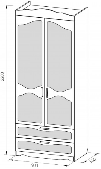 Шкаф 2-х створчатый с ящиками серии Иллюзия 36 Светло-розовый в Емельяново - emelyanovo.mebel54.com | фото