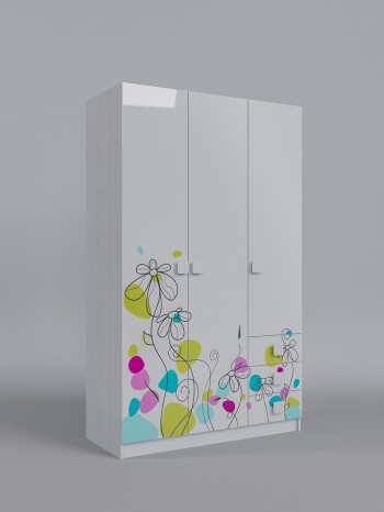 Шкаф 3-х створчатый с ящиками Флёр (Белый/корпус Выбеленное дерево) в Емельяново - emelyanovo.mebel54.com | фото