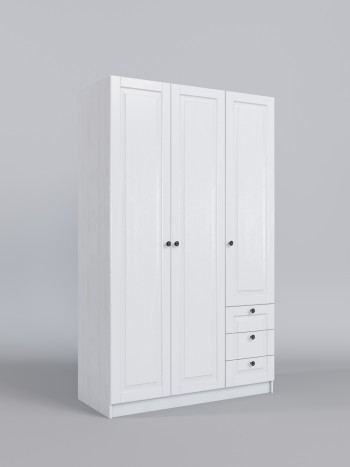 Шкаф 3-х створчатый с ящиками Классика (Белый/корпус Выбеленное дерево) в Емельяново - emelyanovo.mebel54.com | фото