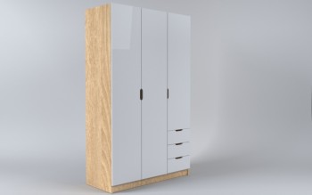 Шкаф 3-х створчатый с ящиками Лофт (Белый/корпус Дуб Сонома) в Емельяново - emelyanovo.mebel54.com | фото