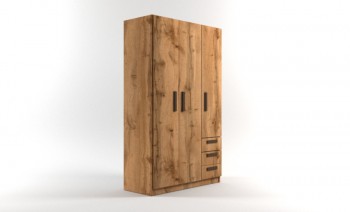 Шкаф 3-х створчатый с ящиками Шервуд (Дуб Вотан) в Емельяново - emelyanovo.mebel54.com | фото