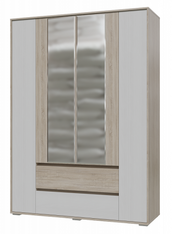Шкаф 4-х дверный с ящиками Мальта 1600 Дуб сонома/Рамух белый в Емельяново - emelyanovo.mebel54.com | фото