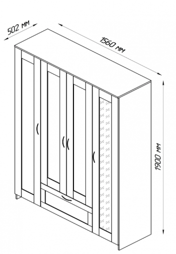 Шкаф четырехдверный Сириус с 1 зеркалом и 1 ящиком белый в Емельяново - emelyanovo.mebel54.com | фото