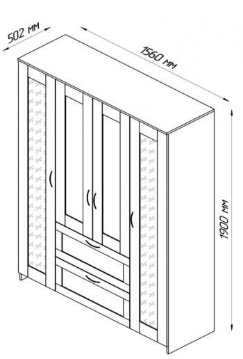 Шкаф четырехдверный Сириус с 1 зеркалом и 2 ящиками белый в Емельяново - emelyanovo.mebel54.com | фото