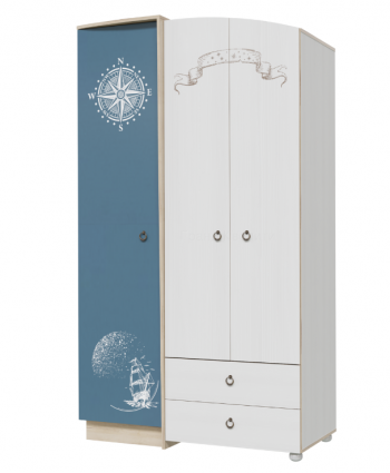 Шкаф для одежды Бриз 1200 Дуб ривьера/ Рамух белый/синий в Емельяново - emelyanovo.mebel54.com | фото
