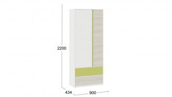 Шкаф для одежды комбинированный «Сканди» Дуб Гарден/Белый/Зеленый в Емельяново - emelyanovo.mebel54.com | фото