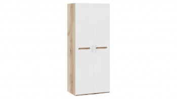 Шкаф для одежды с 2-мя дверями «Фьюжн» Дуб Делано/Белый глянец в Емельяново - emelyanovo.mebel54.com | фото