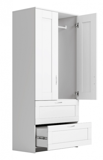 Шкаф двухдверный Сириус с 2 ящиками белый в Емельяново - emelyanovo.mebel54.com | фото