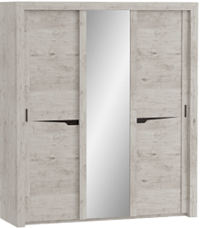 Шкаф трехдверный Соренто с раздвижными дверями Дуб бонифаций/Кофе структурный матовый в Емельяново - emelyanovo.mebel54.com | фото