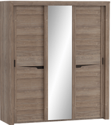 Шкаф трехдверный Соренто с раздвижными дверями Дуб стирлинг/Кофе структурный матовый в Емельяново - emelyanovo.mebel54.com | фото