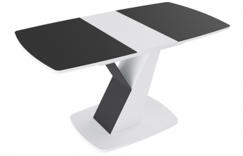 Стол обеденный «Гарда» Тип 1 (Белый/Стекло матовое черный графит) в Емельяново - emelyanovo.mebel54.com | фото