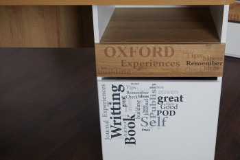 Стол с ящиками «Оксфорд» (Ривьера/Белый с рисунком) в Емельяново - emelyanovo.mebel54.com | фото