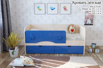 Техно Кровать детская 2 ящика 1.6 Синий глянец в Емельяново - emelyanovo.mebel54.com | фото